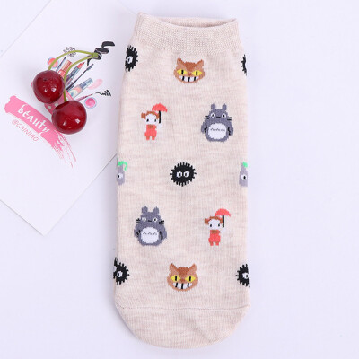 

Cute Cartoon Totoro Socks Spirited Away Ghibli Miyazaki Anime Women Socks Harajuku Summer Totoro Stripes Funny Ankle Socks