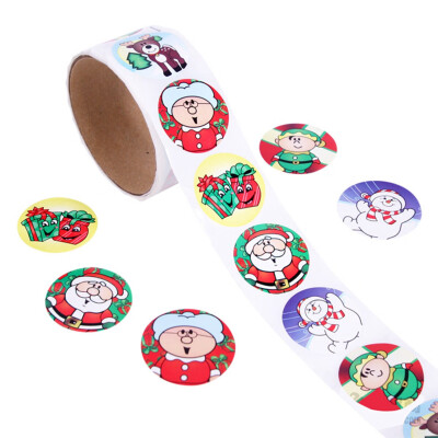 

New 1Roll 100Pcs Christmas Decorative Stickers Adhesive Roll Top Diary Stickers