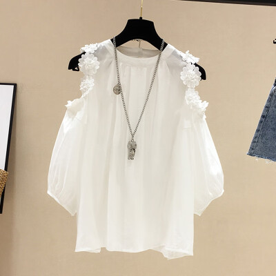 

T-Shirt Women tops girl Short Sleeve Off Shoulder Lace Sexy Sweet Cute Casual summer tops