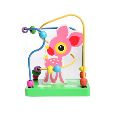 

Children Kids Early Learning Resources Educational Wooden Deer Beads Maze Rollercoaster Toy