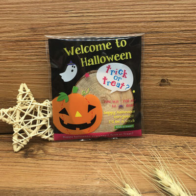 

100pcslot Halloween Pumpkin Gifts Bags Smile Face Biscuits Plastic Bags Self-adhesive Packaging Bags Party Supplies