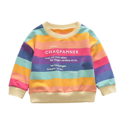 

Autumn Casual Kids Sweatshirt Costume Boys Girls Printed Outerwear Tops Children Colorful Striped Letter Baby Outfits