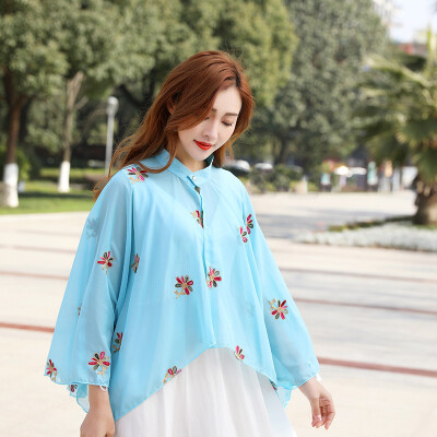 

Sun protection shirt girl 2019 summer new beach beach sun beach sun beach shawl bike print cape coat wholesale