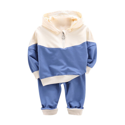 

2pcsset Baby Boys Girls Long Sleeve Patchwork Hoodie Sweatshirt TopsPants Trouser Autumn Costume Set