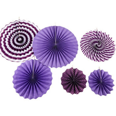 

6 pcs Wedding Birthday Party Decoration colorful Beautiful Paper Flower round paper Fan Set Stylish Refined