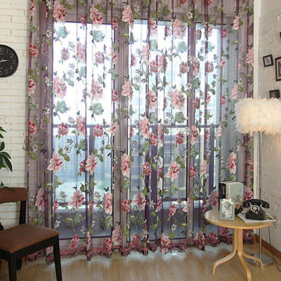 

Top Selling For 1 Pcs Elegant Floral Tulle Voile Window Curtain Panel Sheer Drape Scarf Valances Drop Shipping