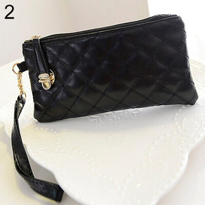 

Womens Soft Rhombus PU Leather Clutch Wallet Long Card Holder Purse Handbag