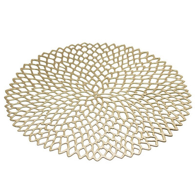 

Placemat For Dining Table PVC Plastic Hollow Insulation Round Baroque Mediterranean Coaster Pads Table Bowl Mats Home Decor 38cm