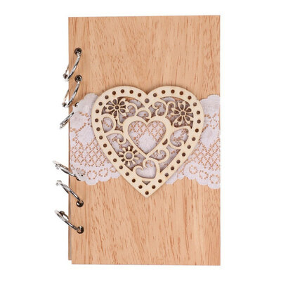

Happy Wedding Wooden Notebook Couple Notebook Lasercut Wood Journal Wedding Decoration Party Christmas Crafts Decorative