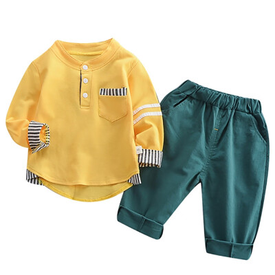 

Autumn Children Baby Boys Cute Casual Long Sleeve Striped Print T-shirt Blouse TopsPants Trouser Set