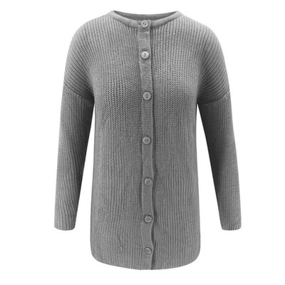 

Women Casual Solid O-Neck Cardigan Sweaters Spring Autumn Slim Knitted Warm Long Feminino Coat