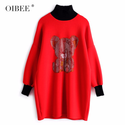 

OIBEE2019 spring new womens stretch knit long-sleeved dress fashion wild thin bottoming skirt women