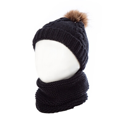 

Baby Hat Scarf Set Solid Color Wool Knitted Super Warm Winter Beanies With Plush Balls 0-3T