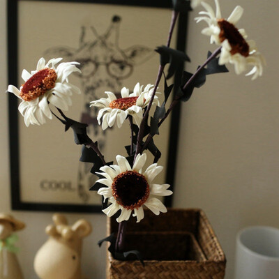 

Autumn Decoration 5 Heads Yellow Sunflower Silk Artificial Flowers Bouquet For Home Decoration Office Party Garden Decoration