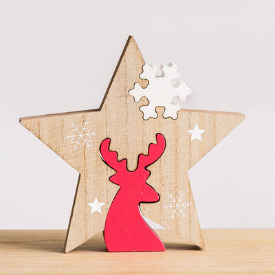 

Toponeto Christmas Wooden Desktop Decoration Home Party Ornaments Building Blocks Gifts