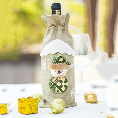 

Tailored Red Wine Bottle Cover Bags Snowman Santa Claus Christmas Decoration Sequins Xmas