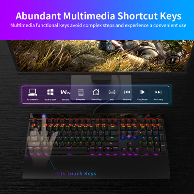 

AJAZZ Mechanical Gaming Keyboard Blue Switch N-Key Rollover 108 Keys 9 Touch Keys Colorful Light Effect Programmable Buttons Supp