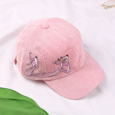 

Korean Uzzang Soft Girl Wind Pink Panther Corduroy Womens Baseball Cap Duck Tongue Cap Autumn&Winter Sunshade Cap Hip Hop Cap