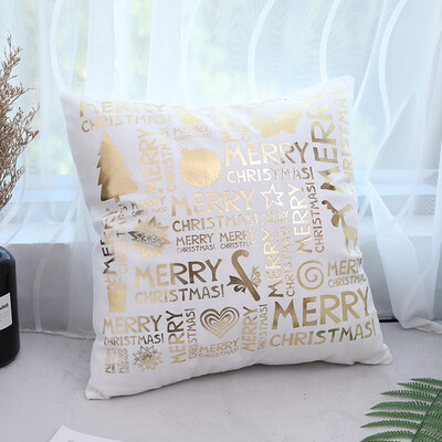 

Tailored Merry Christmas Gold Foil Printing Pillow Case Sofa Waist Throw Cushion Cover