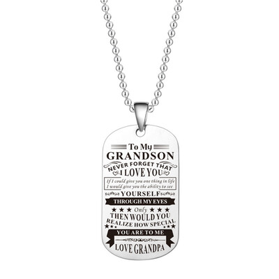

Dog Tags Pendant Necklace Family Jewelry To My Grandson I Love You Love Grandson Necklace
