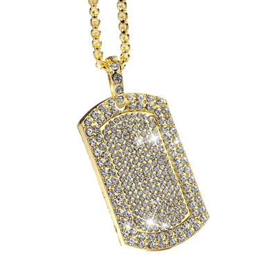 

Gold Silver Men Women Hip Hop Pendant Gold Liced Out Full Diamond Crystal Pendant Necklace Cuban Chain Jewelry