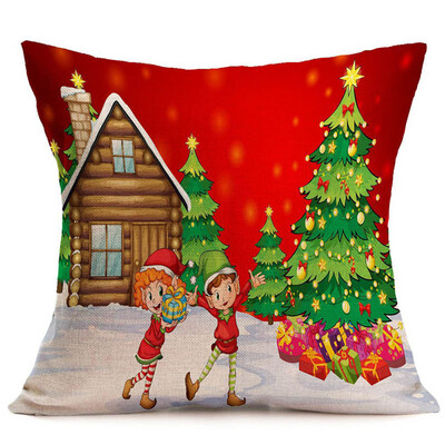 

New 45X45Cm Merry Christmas Santa Cotton Linen Pillow Case Cushion Cover Home Decor