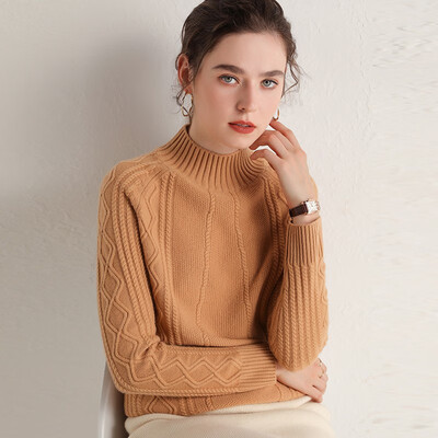 

Cashmere woman 19 autumn winter new pure cashmere albus white cashmere fashionable temperament semi-turtleneck short simple base