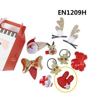 

Christmas Children Hairpin Hair Ring Kids Girls Boys Beautiful Hair Accessories Three-piece Set Gift Box Baby Clothing 1-8Y