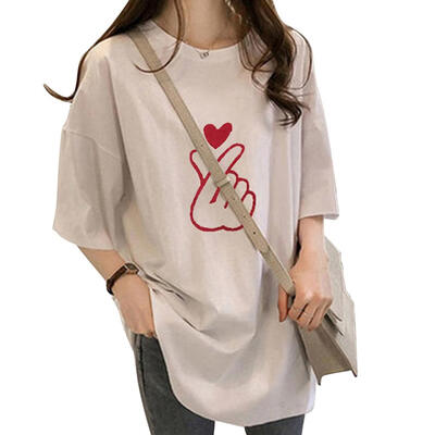 

Korean Women T-Shirts Cartoon Print Short Sleeve Tees Student Loose Tops