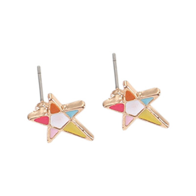 

Cartoon Pattern Earrings Multicolored Six-pointed Star Stud Earrings