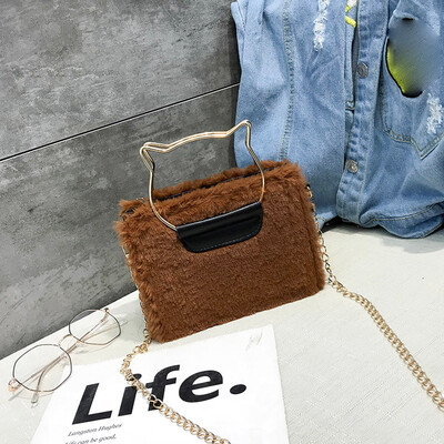 

Tailored Female Bag Cat Hairy Shoulder Bag Student Messenger Bag Fashion Wild Lady Bag