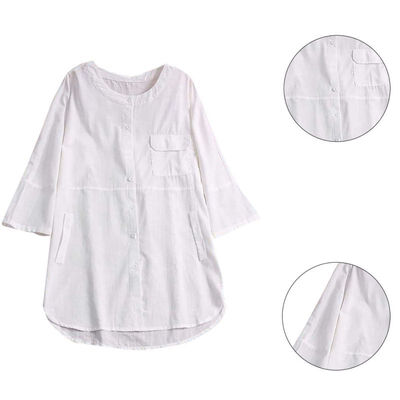 

Plus Size Tunic Tops Womens Blouse Button Down Shirts Fashion Long Sleeve Cardigans Patchwork Casual Blusas Top