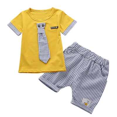 

Summer Boys Handsome Gentleman Suits Newborn Baby Boy Clothes Set 1-4 Years Striped Summer Children Clothing