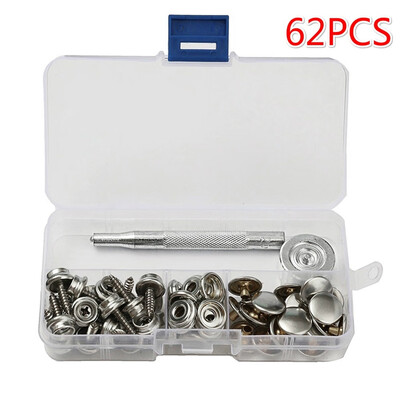 

62PCS Stainless Steel Canvas To Screw Press Stud Snap Boat Cover Fastener