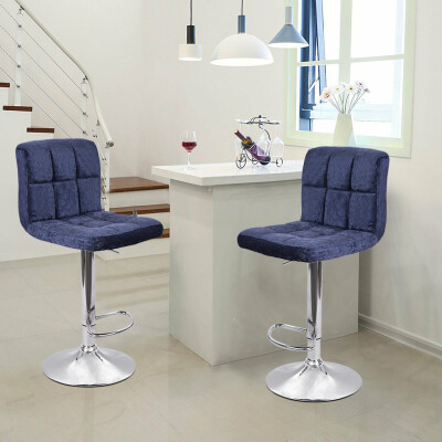 

Gobestart 2PC Modern Home Bar With Snowflake Velvet Bar Chair Seat Plating Foot