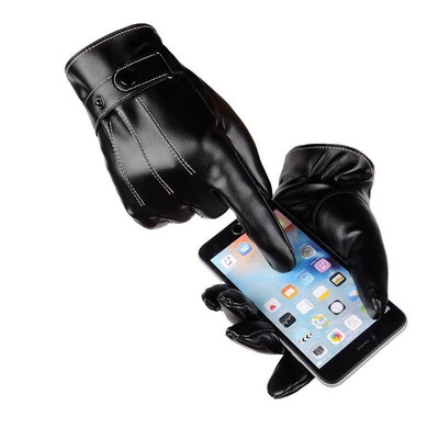 

Warm men&women gloves driving outdoor touch screen leather gloves men&women winter plus velvet windproof warm men motorcyc
