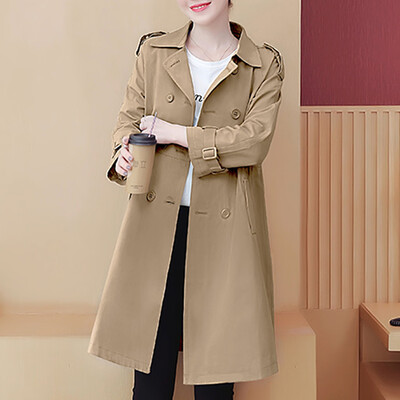 

Tailored Womens Oversize Lapel Cashmere Wool Blend Belt Trench Coat Outwear Jacket
