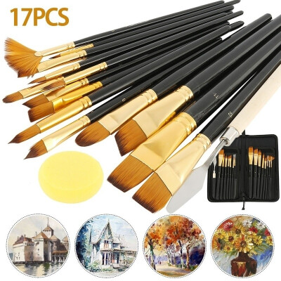 

Willstar 17 PCS 15 Models of Paint Brush Nylon Wool Paint Brush Set Oil Painting Brush Set