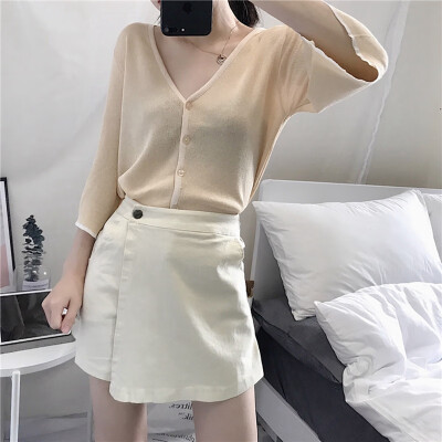 

Womens Skirt Shorts Skirt Solid Color Fashion Trend High Waist Color Skirt Korean Style Loose Casual Wide Leg Shorts