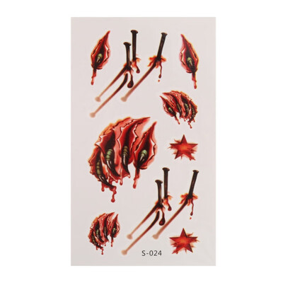 

Halloween Zombie Scars Tattoos With Fake Scab Bloody Costume Makeup Halloween Decoration Terror Wound Scary Blood Injury Sticker