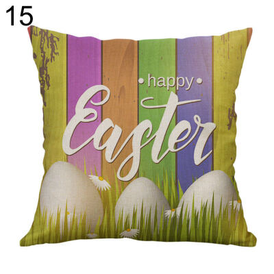 

Happy Easter Egg Rabbit Flower Pillow Case Cushion Cover Sofa Bed Car Cafe Decor