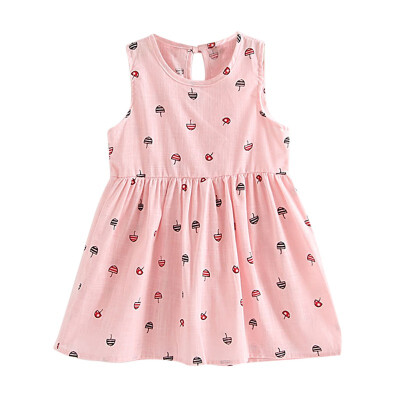 

Childrens Clothing For Girls Summer Toddler Girl Sleeveless Floral Printed Dress Casual Children Cotton Sundress Outfit