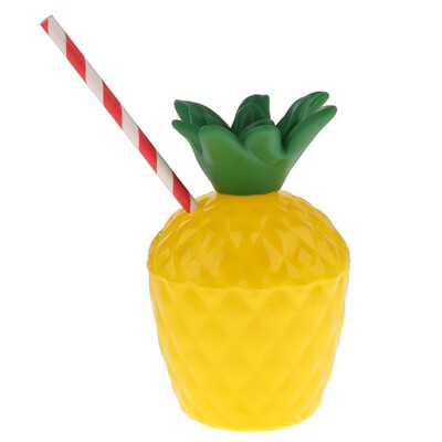 

1PCS Fruit Shape Juice Party Cups Plastic Pineapple Coconut Drinking Cup Hawaii Luau Summer Beach Pool Party Decor no flower