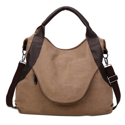 

Vintage Canvas Large Capacity Womens Tote Shoulder Bag Handbag Zipper Pouch