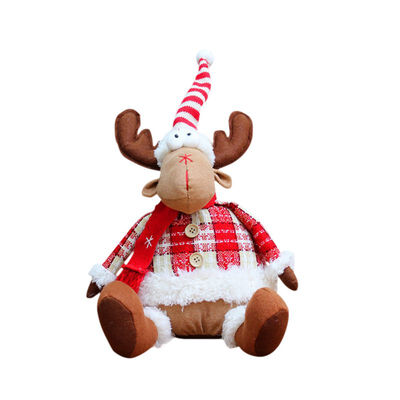 

Christmas Decorations Sitting Ornament Table Fireplace Decor Cartoon Reindeer Doll