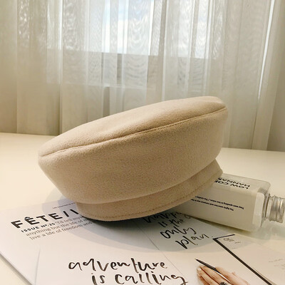 

Black beret womens autumn&winter solid color chic Korean version of the Japanese painter hat pumpkin bud lei British hat
