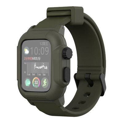 

〖Follure〗Waterproof Silicone Strap Watch bandBelt watch case for Apple Watch4 44mm