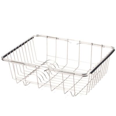 

Over the Sink Dish Rack In Sink or On Counter with Black Utensil Silverware Storage Holder