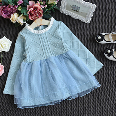 

Autumn Casual Baby Girls Long Sleeve Patchwork Dress Skirts Kids Toddler Princess Sundress