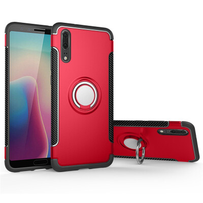 

Back Cover For Huawei P20 Case Car Holder Stand Hard PC Silicon Ring Suction Bracket Celulars Fecoprior